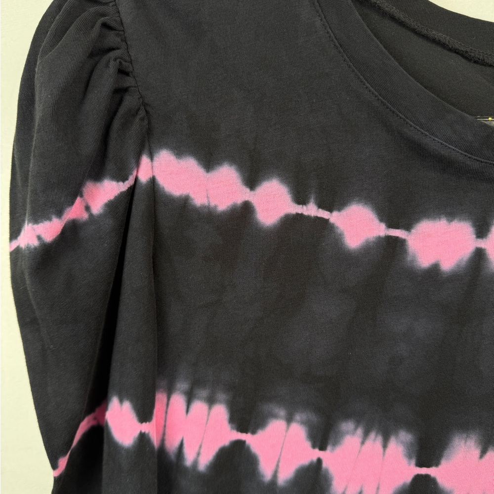 Generation Love Womens LS Tie Dye Top‎ Blouse Black/Pink Puff Sleeve Cotton SZ M - Picture 4 of 8